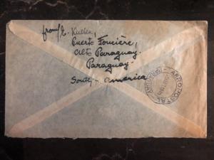 1945 Port fonciere Paraguay Registered Airmail Cover To Baltimore MD USA