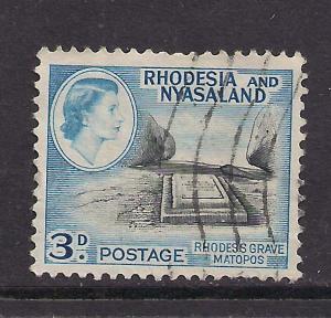 Rhodesia & Nyasaland 1959 - 62 QE2 3d Rhodes Grave used SG 22 ( B1058 )