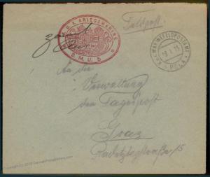 Austria 1915 WWI U-5 Submarine Unterseeboot U-Boot Feldpost Pola Von Trapp 86974