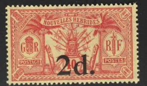 New Hebrides (British) Scott 30 MH* surchared stamp