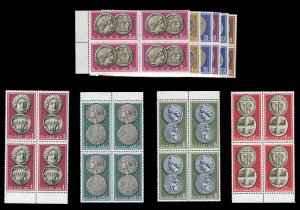 Greece #639-649 Cat$195+, 1959 Ancient Greek Coins, complete set in blocks of...