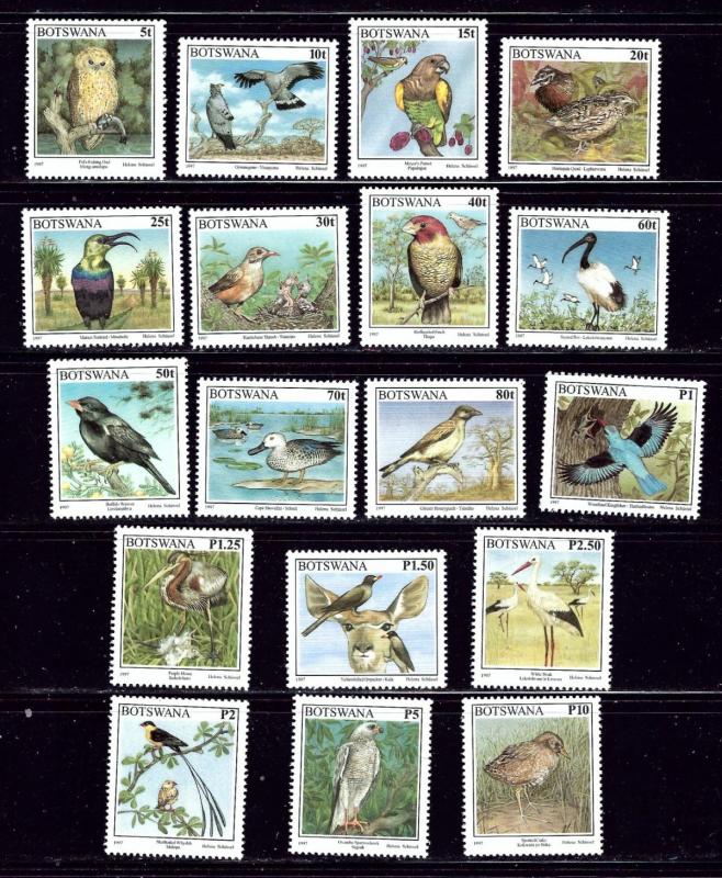 Botswana 620-37 MNH 1997 Birds Definitive set