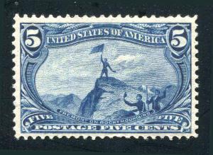 288 5¢ Blue Trans Mississippi 1898 Mint Hinged Very Fine