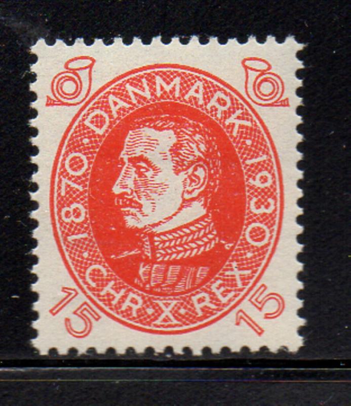 Denmark Sc 214 1930 15 ore b'day Christian X stamp mint