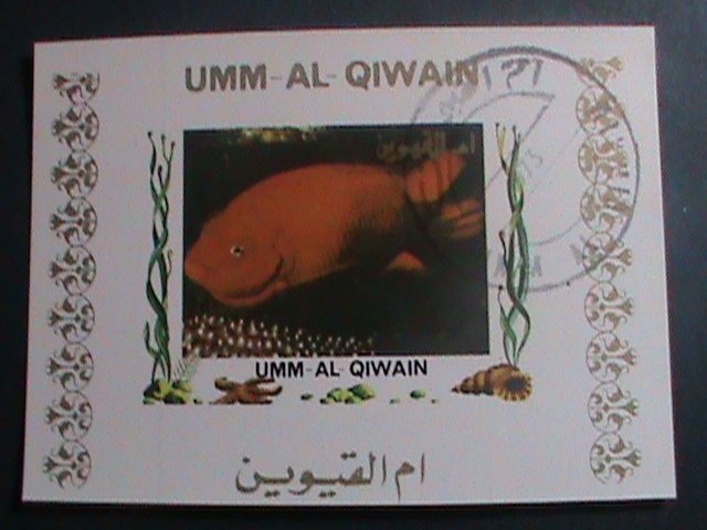 UMM AL QIWAIN-1973- UNDER WATER WORLD-FISH- IMPER: CTO S/S SHEET CTO SHEET VF