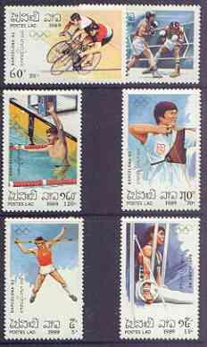 Laos 1989 Barcelona Olympics (1st issue) perf set of 6 un...