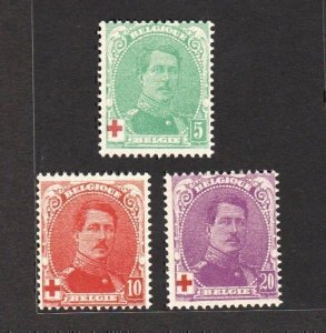 BELGIUM 1914 Red Cross, King Albert I (3v Cpt) MNH CV$90