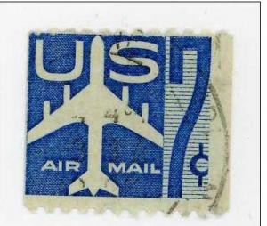 US Airmail 1958 - Scott C52 used - 7c Silhouette of Airplane
