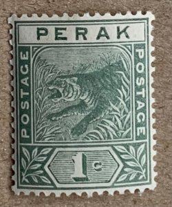 Perak 1892 1c Leaping Tiger, appears to be MNH. Scott 42, CV $2.40+. SG 61