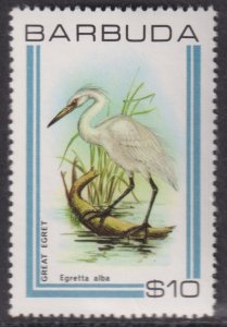 1980 Barbuda $10.00 Great Egret Perf 14 x 14½ MNH Sc# 448 CV $8.50