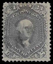 U.S. #70a Used LH; 24c Washington - brown lilac (1862)