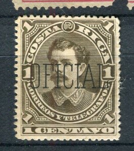 COSTA RICA; 1889 classic Soto OFFICIAL Optd. Mint hinged 1c. value