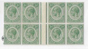 Nyasaland Protectorate Sc #25  1/2p gutter block of 8 NH VF