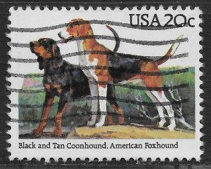 US #2101 20c Dogs - Black and Tan Coonhound, American Fox Hound