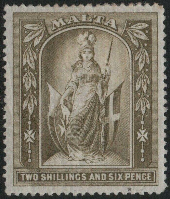 MALTA-1899-1901 2/6 Olive-Grey Sg 34 MOUNTED MINT V39876