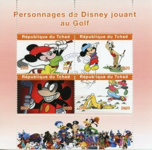 Disney Stamps Chad 2020 CTO Golf Mickey Mouse Goofy Pluto Cartoons 4v M/S