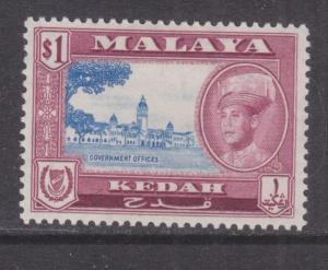 KEDAH, MALAYSIA, 1957 $ 1.00 Ultramarine & Purple, lhm.