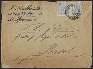 PALESTINE 1894 AUSTRIAN POST OFFICES JERUSALEM GERUSALEMME TYING PAIR 1pi ON 10