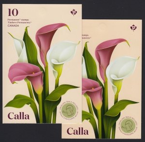 ERROR / COLOUR VARIETY = CALLA = 2 Booklets Canada 2022 MNH ec422