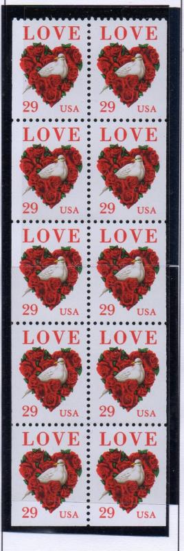 United States Sc 2814a 1994 29 c Love stamp booklet pane mint NH