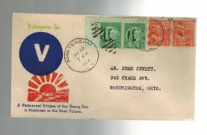 1944 USA Patriotic Cover Amsterdam NY Solomon Islands Victory Rising Sun Eclipse