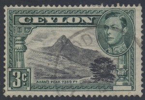 Ceylon Scott 279a - SG387a, 1938 George VI 3c Perf 13 x 13.1/2 used