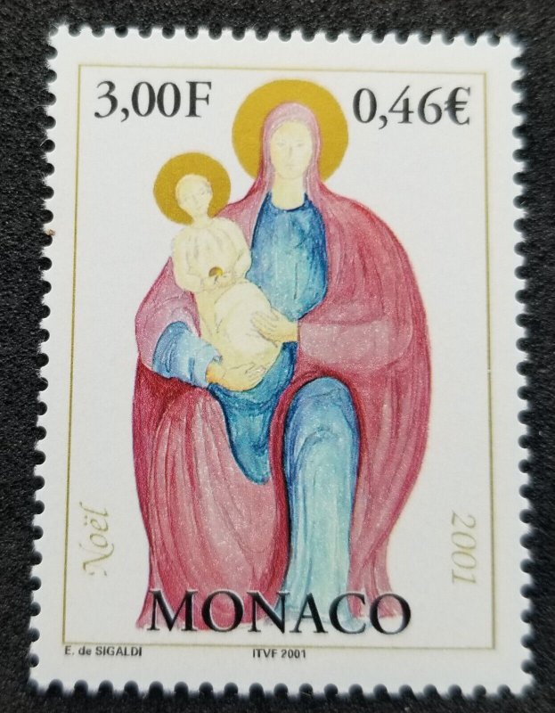 *FREE SHIP Monaco Christmas 2001 Holy Mary With Child (stamp) MNH