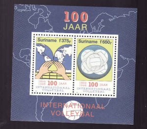 Surinam-Sc#995a-unused NH sheet-Sports-Maps-Int'l Volleyball-1995-