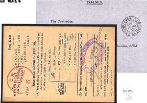 K128 GB LANCS 1933 Official *LONGRIDGE INDUSTRIAL CO-OP* Cachet OHMS Card