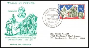 Wallis and Futuna Islands 187 US Bicentennial Typed FDC