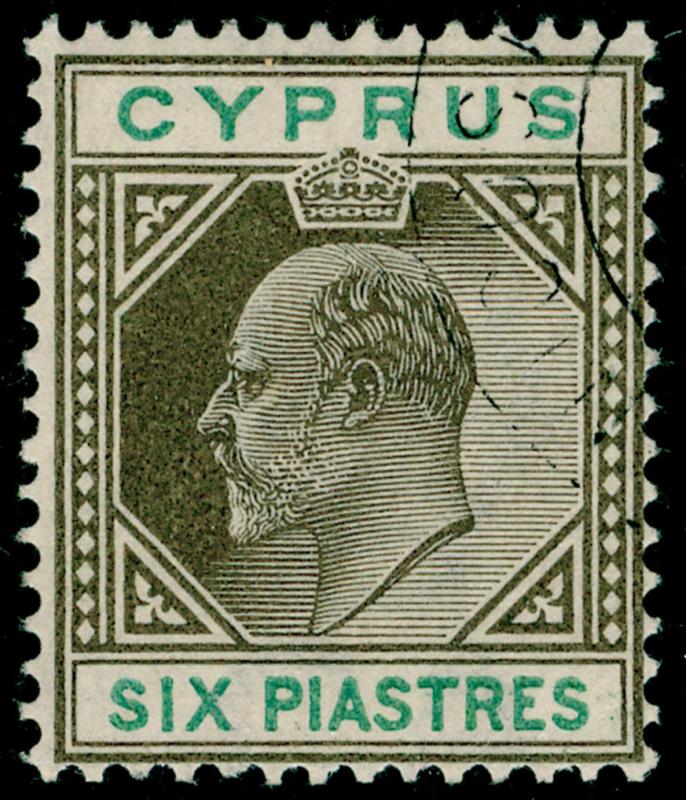 CYPRUS SG55, 6pi sepia & green, VERY FINE USED. Cat £140.