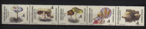 Uruguay Stamp 1997 - Strip of 5 Mushrooms Girl Elena Maldonado