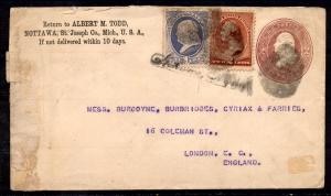 1886 Small Ad Cover - on 2 cent Envelope with #206 & #210