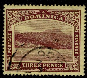 DOMINICA EDVII SG51a, 3d purple/yellow, FINE USED. ORDINARY