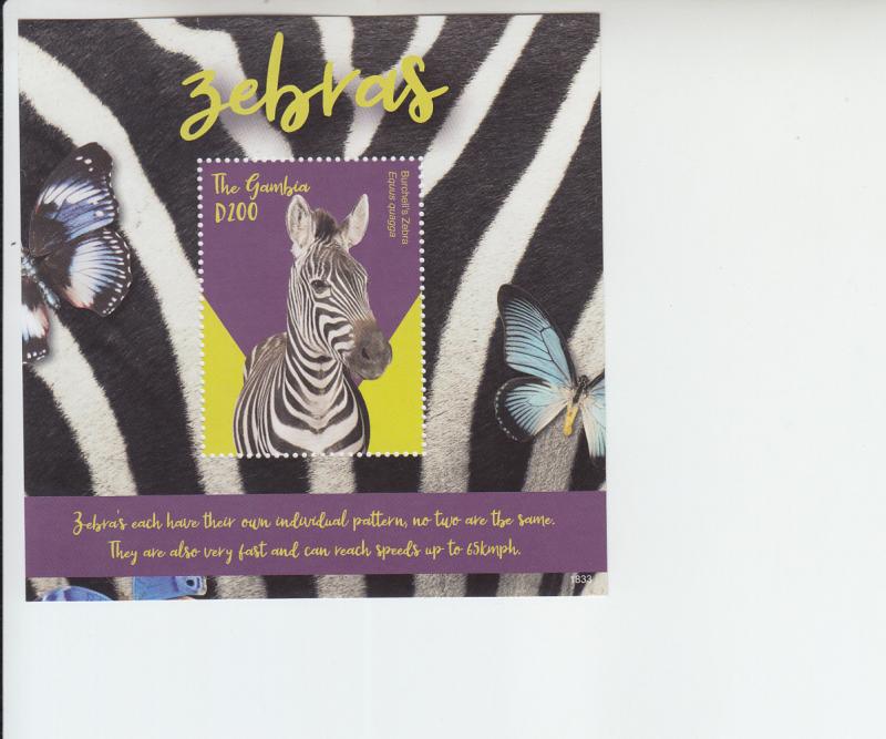 2018 Gambia Zebras SS (Scott NA) MNH