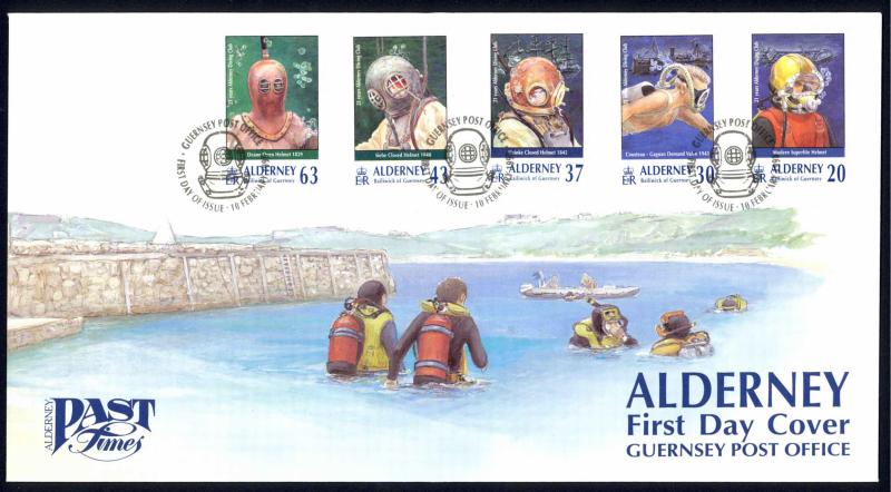 Alderney Sc# 114-118 FDC 1998 Past Times Scuba Diving