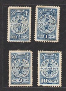 China 1904 Blue Postage Due (4v ) Mint CV$60+