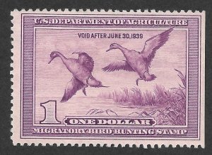 Doyle's_Stamps: MNg, NSE 1938 Federal Duck Revenue Stamp, Scott #RW5*