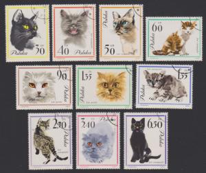 Poland Cats 10v CTO SG#1469-1478 SC#1216-1225 MI#1475-1484