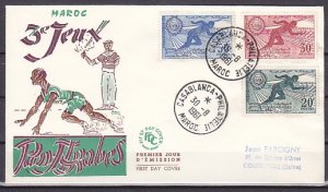 Morocco, Scott cat. 53-55. Pan-Arab Games issue. First Day cover. ^