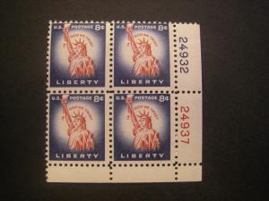 Scott 1041, 8c Liberty, PB4 #24932 & 24937 LR, MNH Beauty