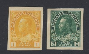 2x Canada WW1 Imperf Stamps; #136-1c #137-2c MH VF. Guide Value = $100.00