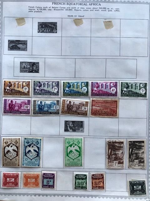 French Equatorial Africa on 11 old album pages