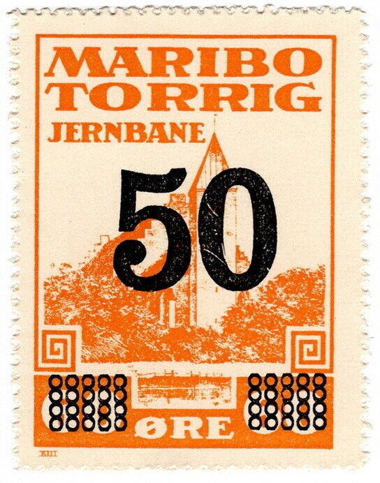 (I.B) Denmark Railway : Maribo-Torrig Jernbane - Parcel Stamp 50 on 60 Øre