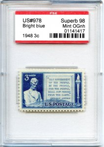 US SCOTT #978 MINT-SUPERB-OG-NH GRADED 98 PSE SLAB SMQ $65 (7/24/24 GP)