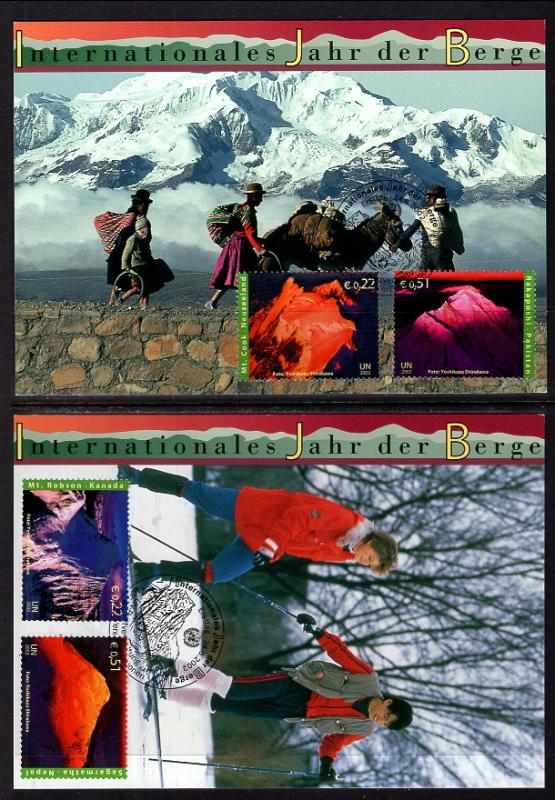 UN Vienna 314-317 Mountains Maxi Cards U/A FDC Set of Two