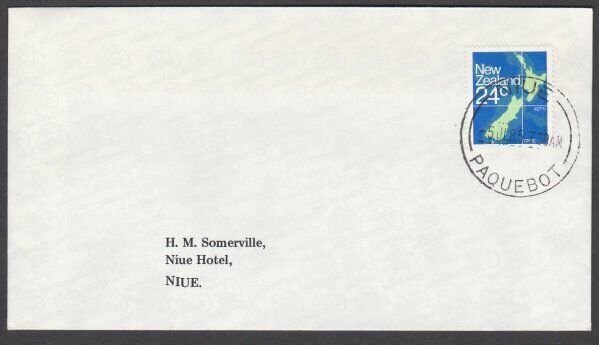 NIUE 1985 New Zealand 24c on cover NIUE / PAQUEBOT cds......................M626