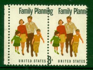 USA 1972 EFO 8c FAMILY PLANNING Pair Scott 1455 Black Shifted So 1 Stamp w/o 8c