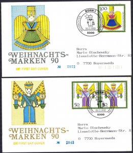 Germany 1990 Christmas Mi. 1484, 1487 2 FDC