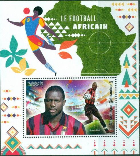 Soccer Football African Players Eto'o Drogba Weah Pele Gabon 2018 MNH stamp set